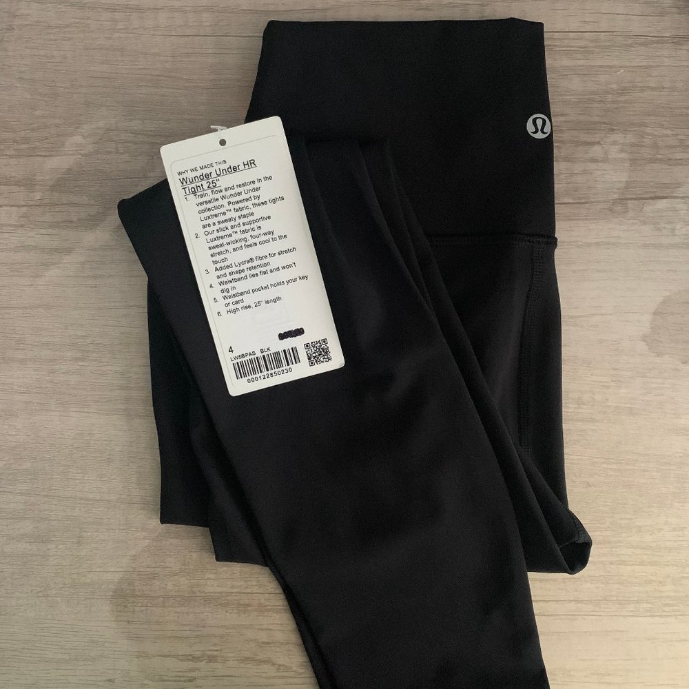 NWT Lululemon Wunder Under Train High-Rise Tight 25" Leggings Size 4 in Black